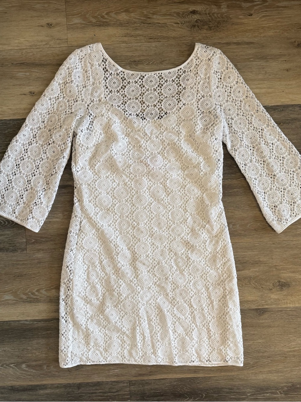 Lilly Pulitzer White Crochet Lace Sheath Dress, Three-Quarter Sleeves